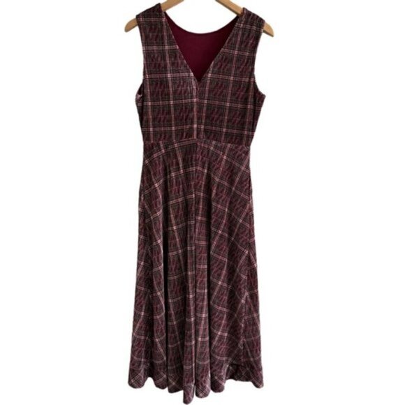 Anthropologie eri + ali Romy plaid midi dress small - Picture 3 of 6